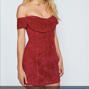 Free People Maria Bodycon Mini Suede SZ 4 (wine)